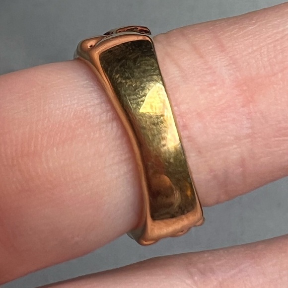 Vintage Gold Floral Statement Ring White Marquise Petals & Crystal Accents - Picture 5 of 6